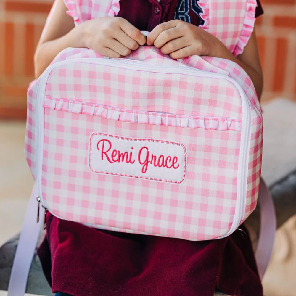 Pink Gingham Ruffles Lunch Bag - So &amp; Sew Boutique
