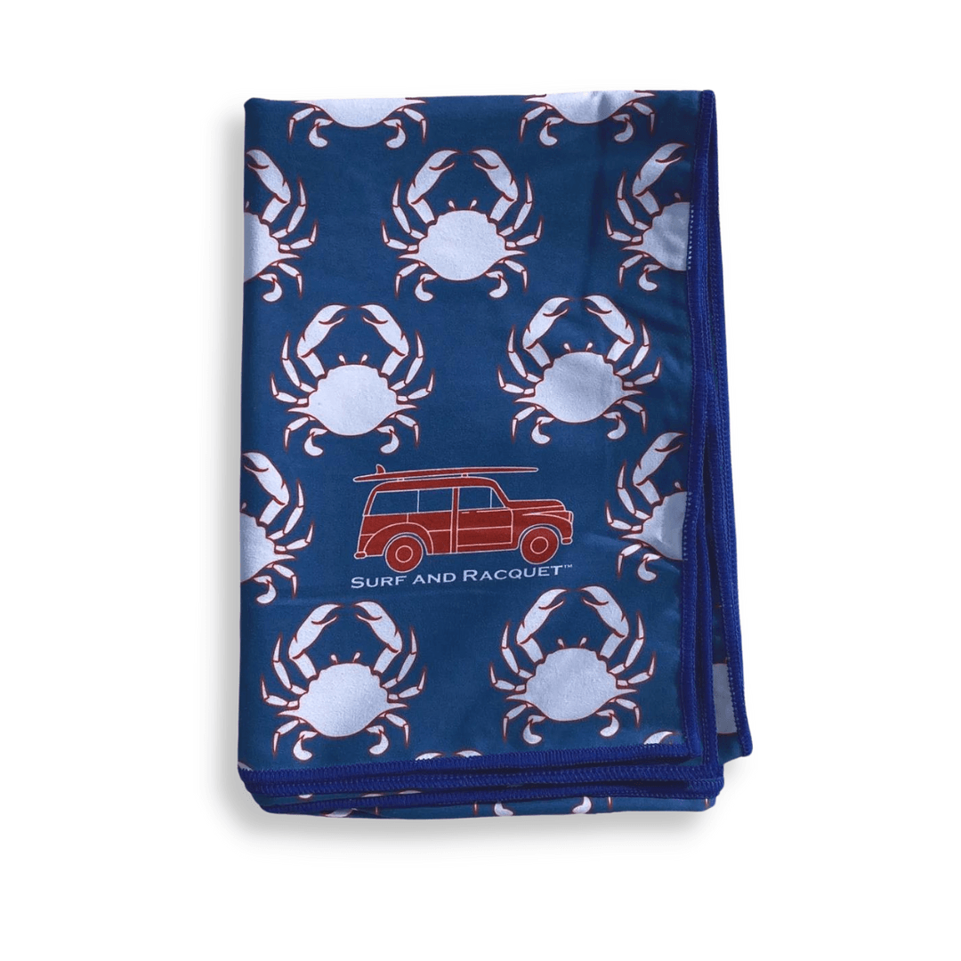 Quick Dry Towel - Crab Blue &amp; Pink - So &amp; Sew Boutique
