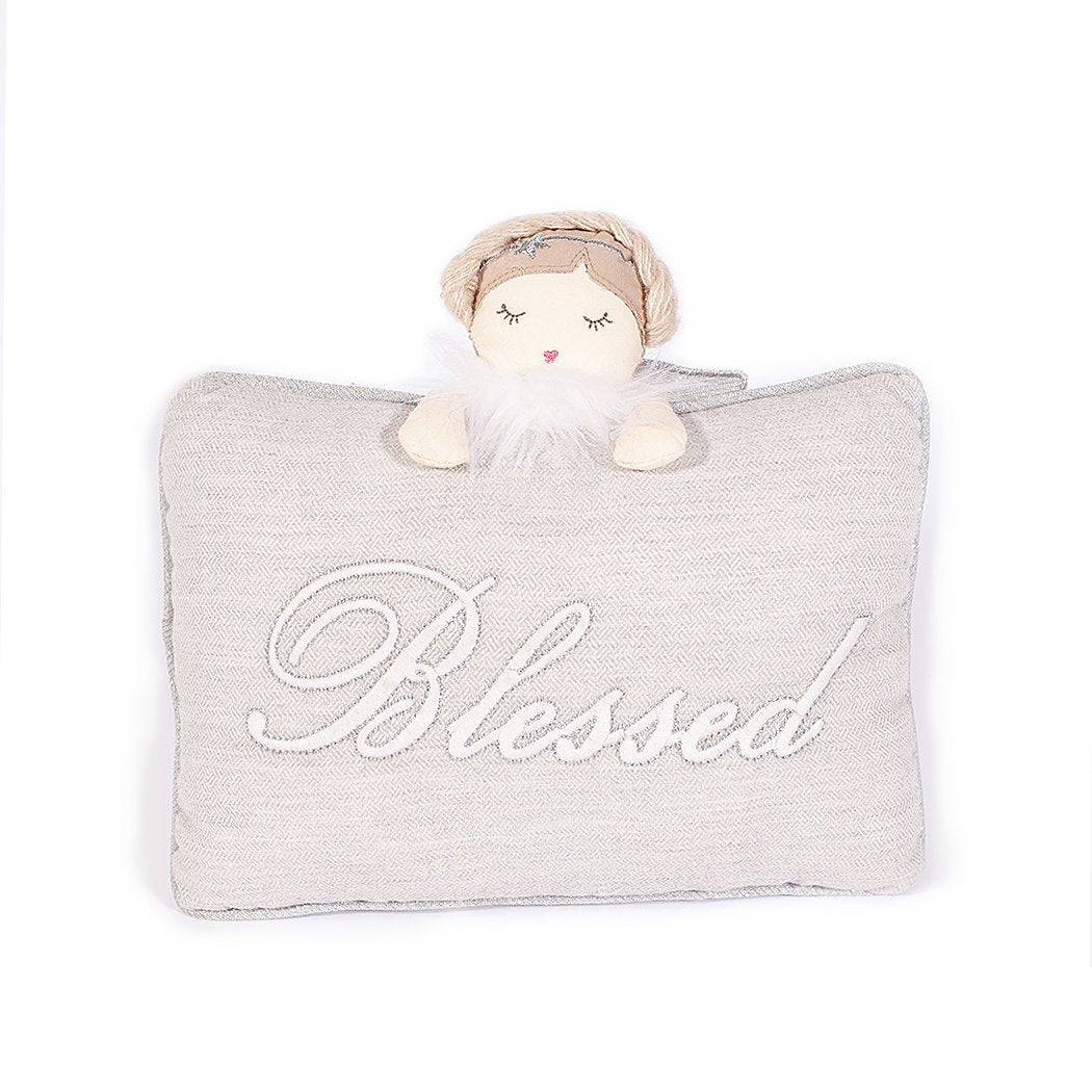Silver Angel Blessed Accent Pillow - So & Sew Boutique