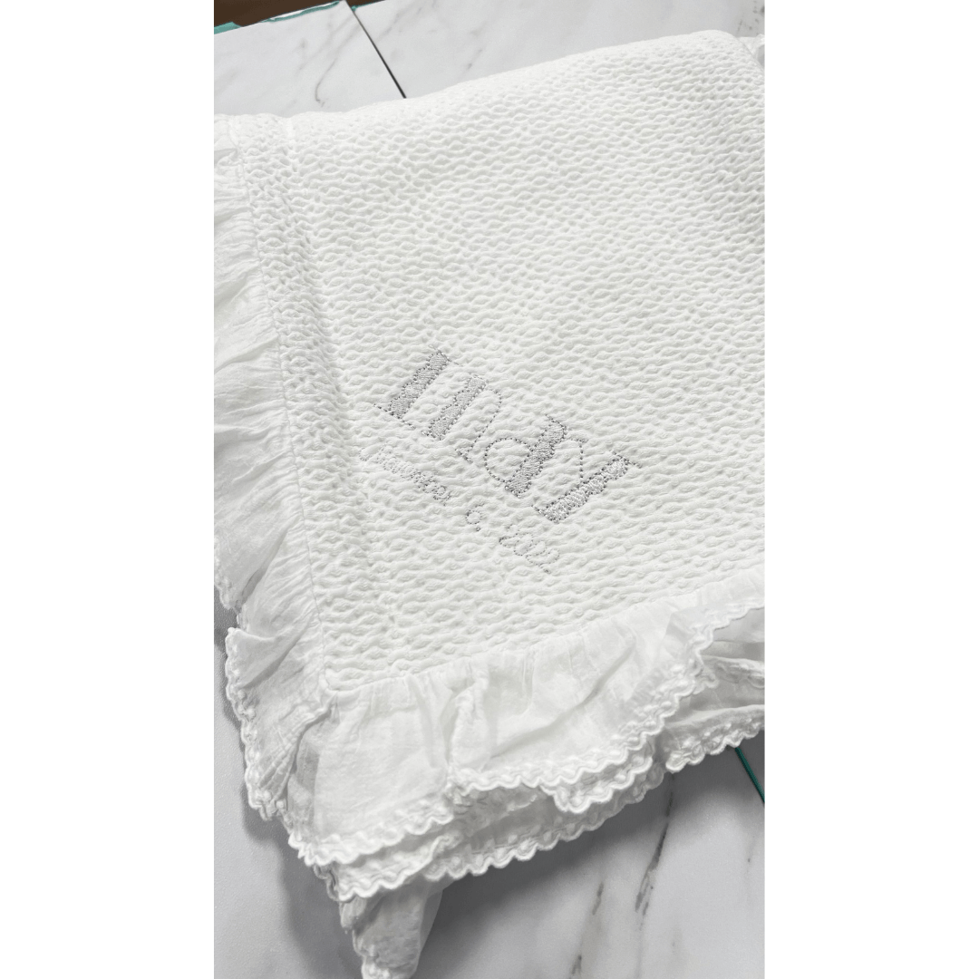 Stonewashed Blanket with Swiss Ruffle - So & Sew Boutique