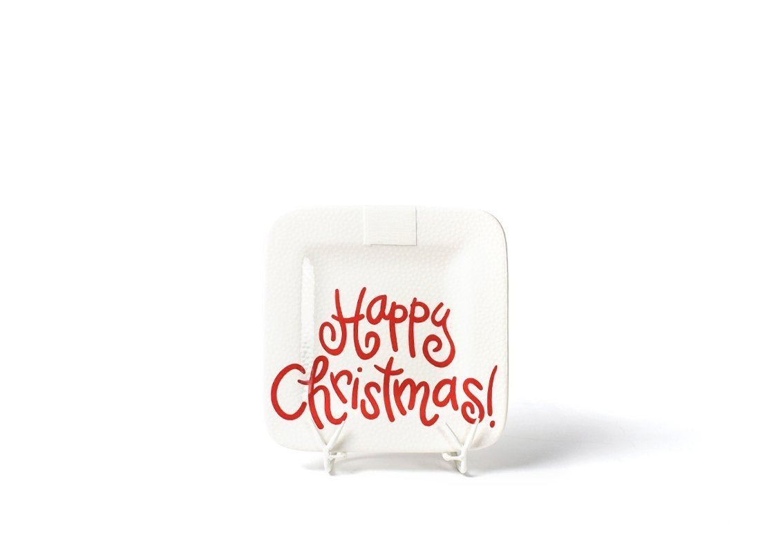 White Small Dot Happy Christmas Mini Square Platter - So & Sew Boutique